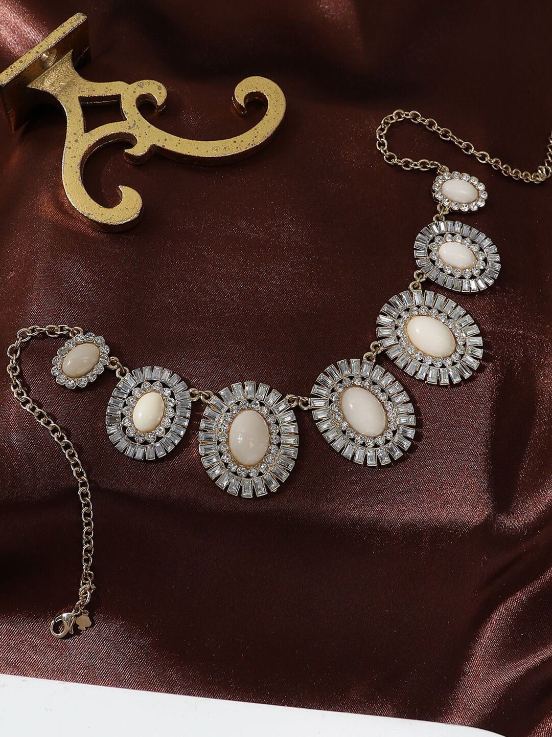 

SOHI Gold-Plated Stone-Studded Necklace