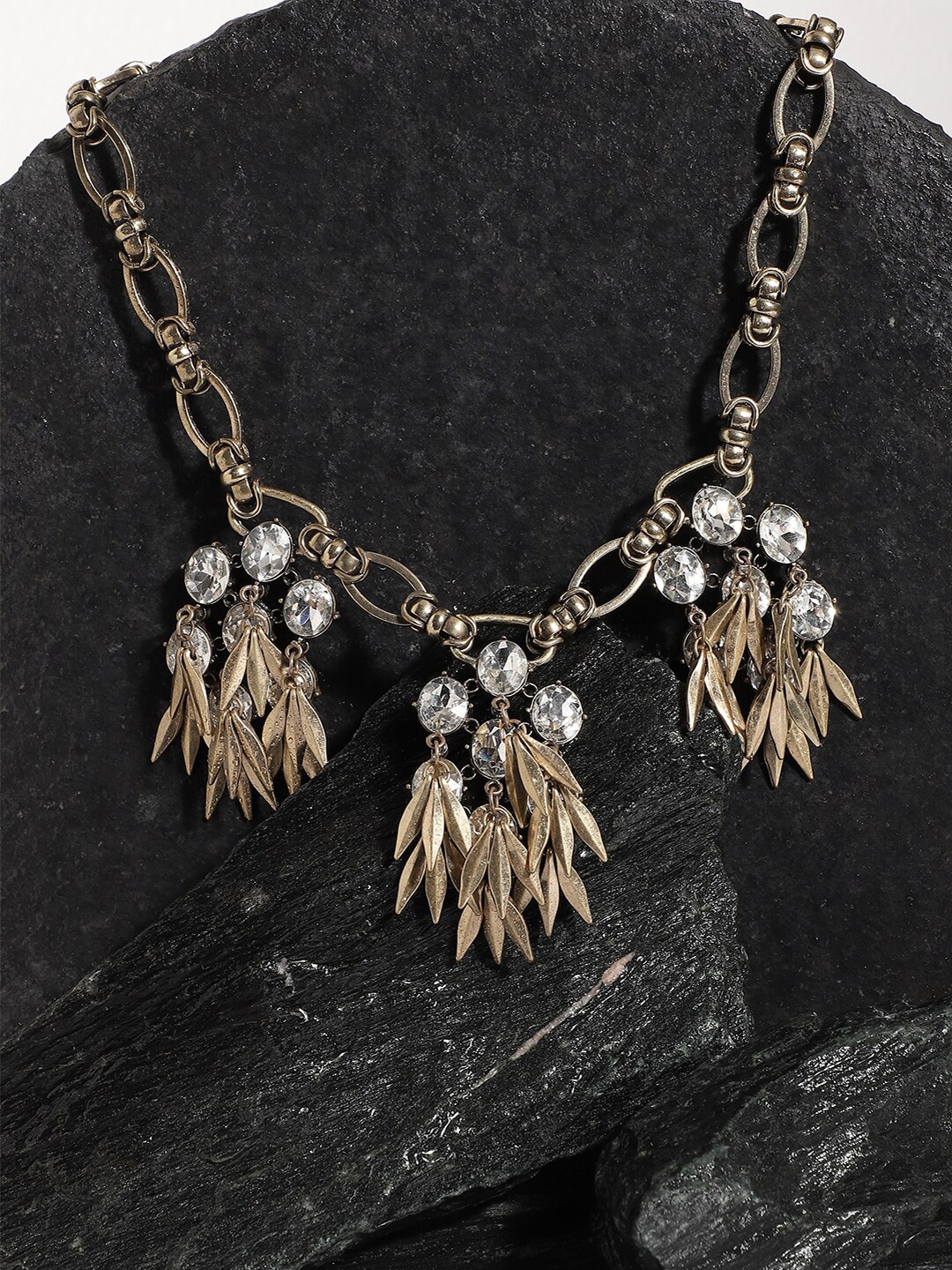 

SOHI Gold-Plated Stone Studded Necklace