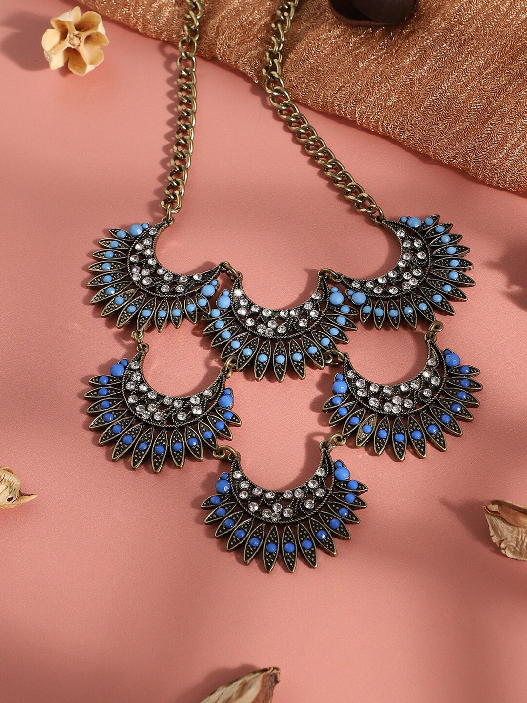 

SOHI Gold-Plated Stone Studded Necklace