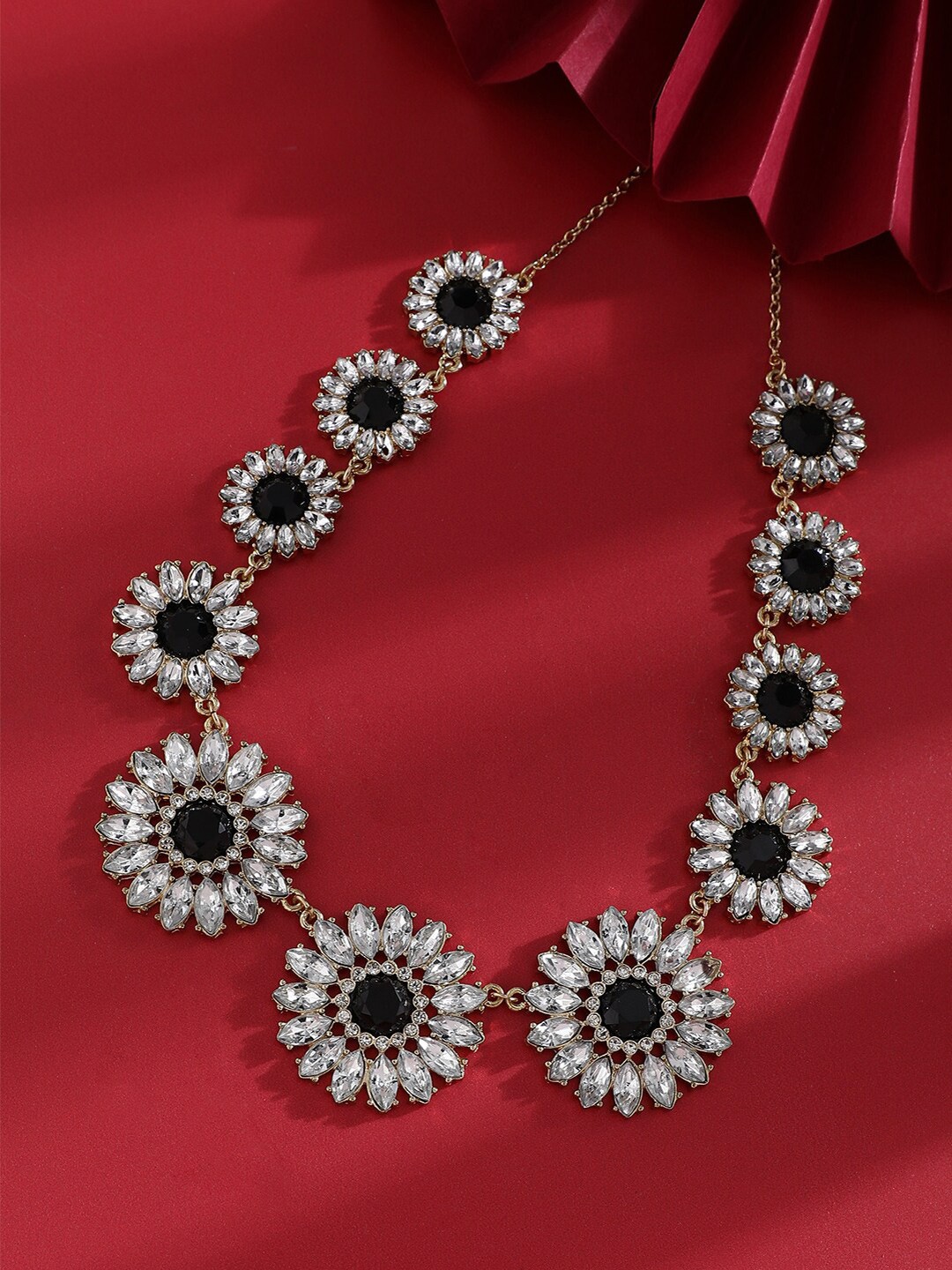 

SOHI Gold-Plated Stone Studded Necklace
