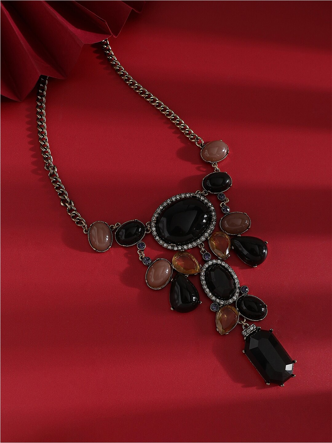 

SOHI Gold-Plated Stone-Studded Necklace