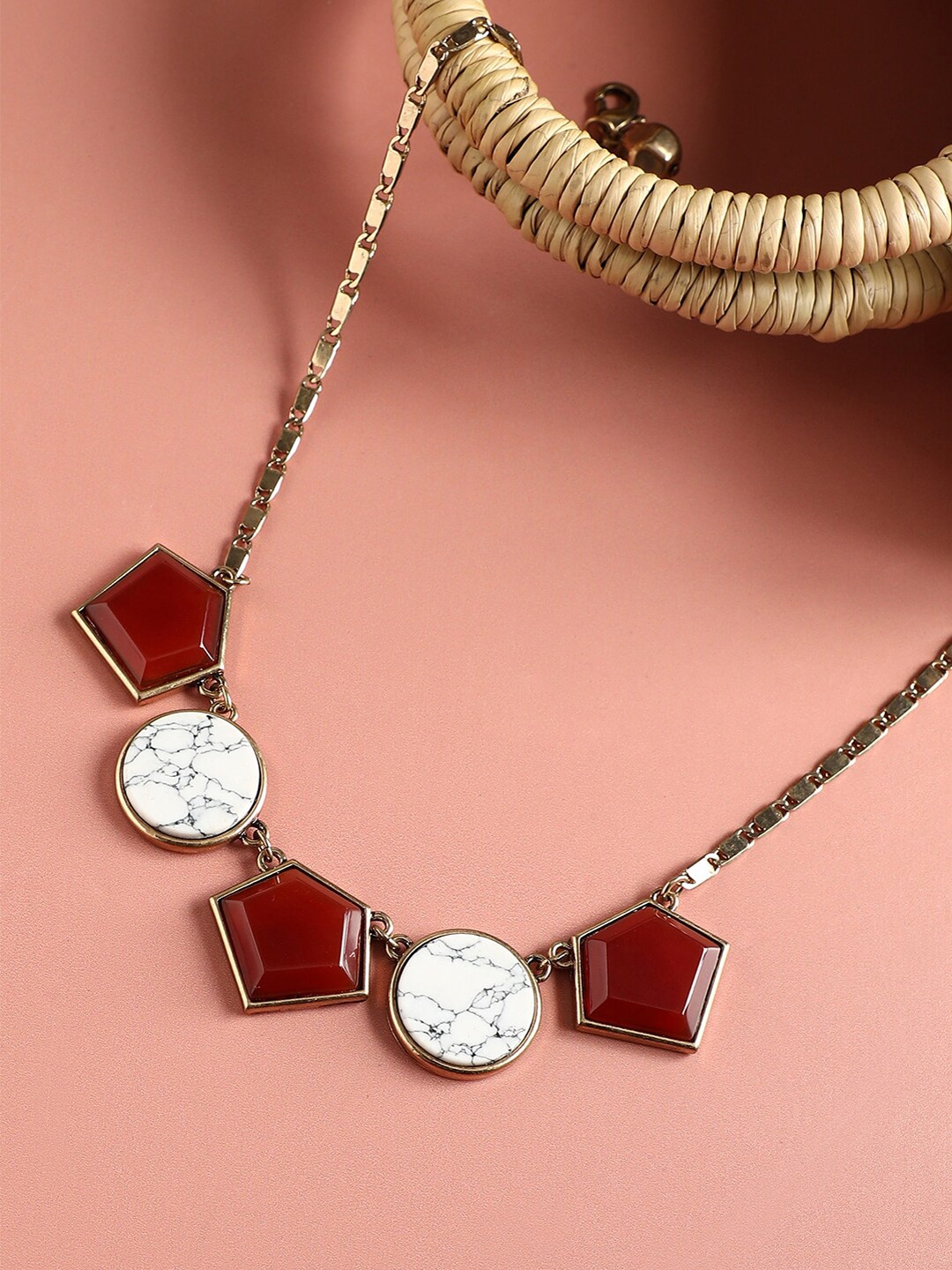 

SOHI Gold-Plated Stone Studded Necklace