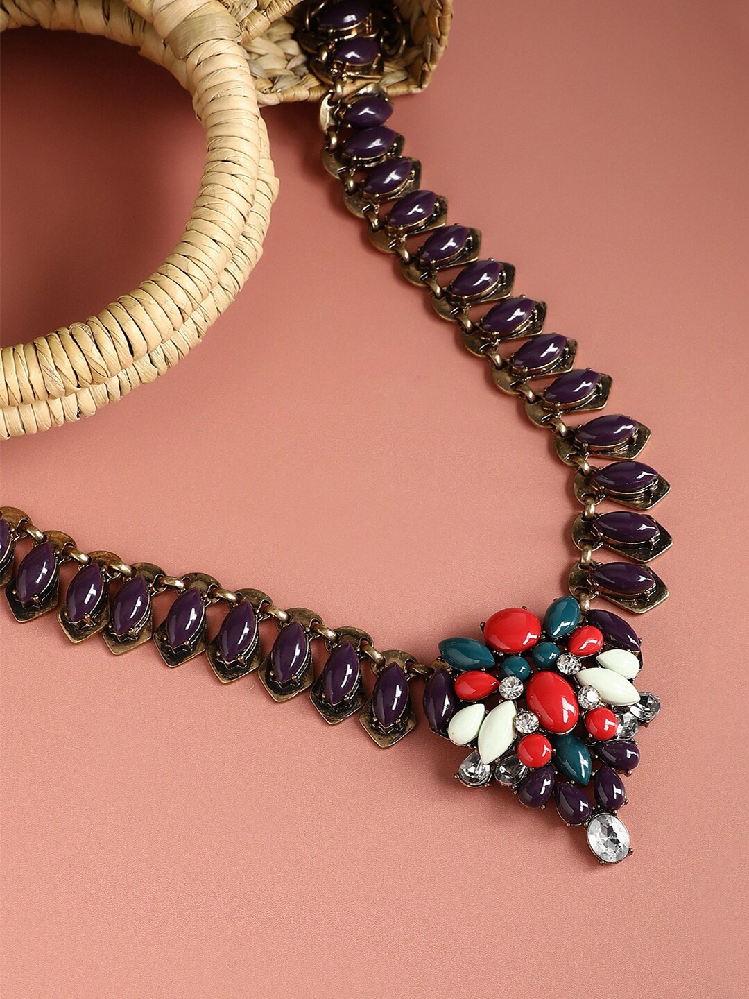 

SOHI Gold-Plated Stone Studded Necklace