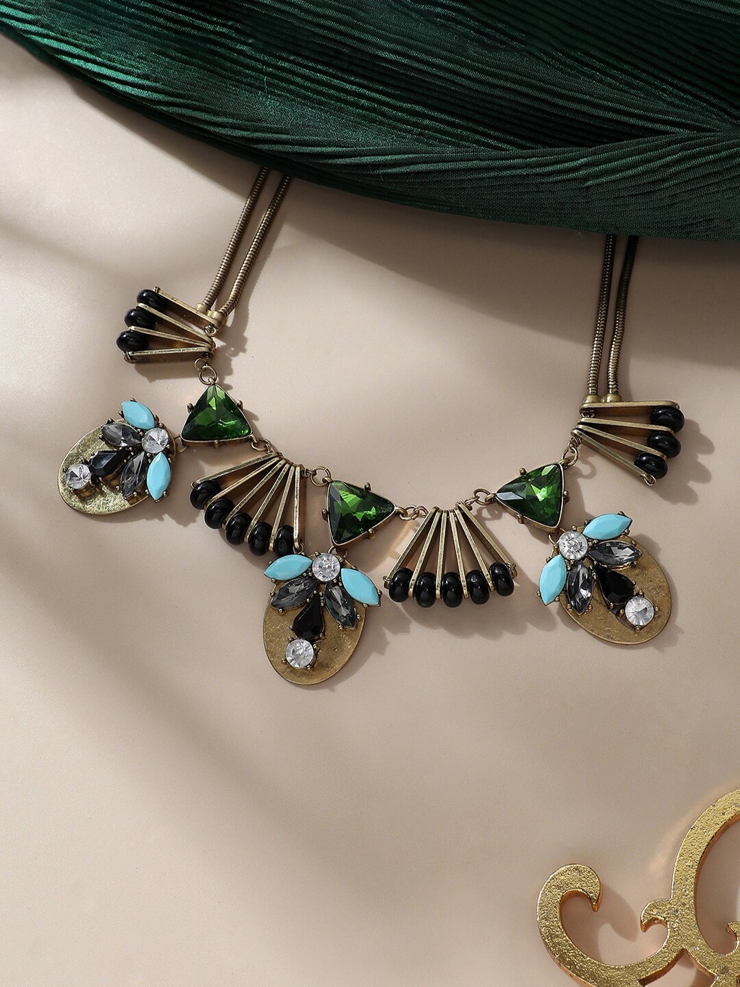 

SOHI Gold-Plated Stone Studded Necklace
