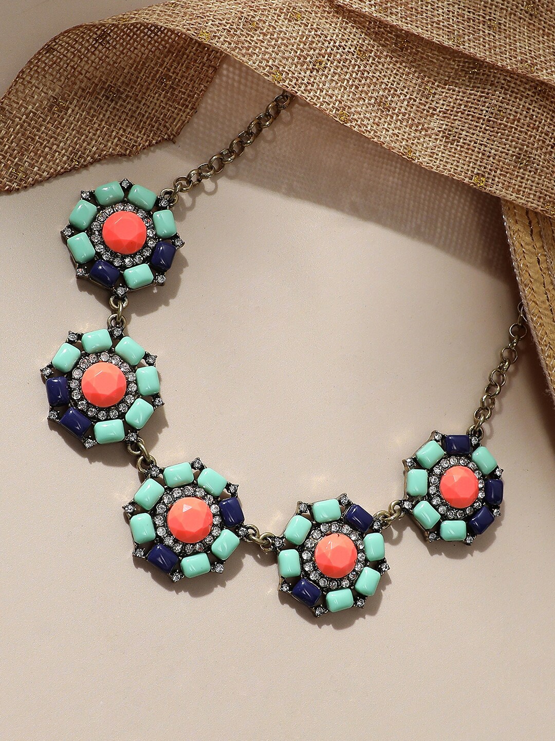 

SOHI Gold-Plated Stone-Studded Necklace
