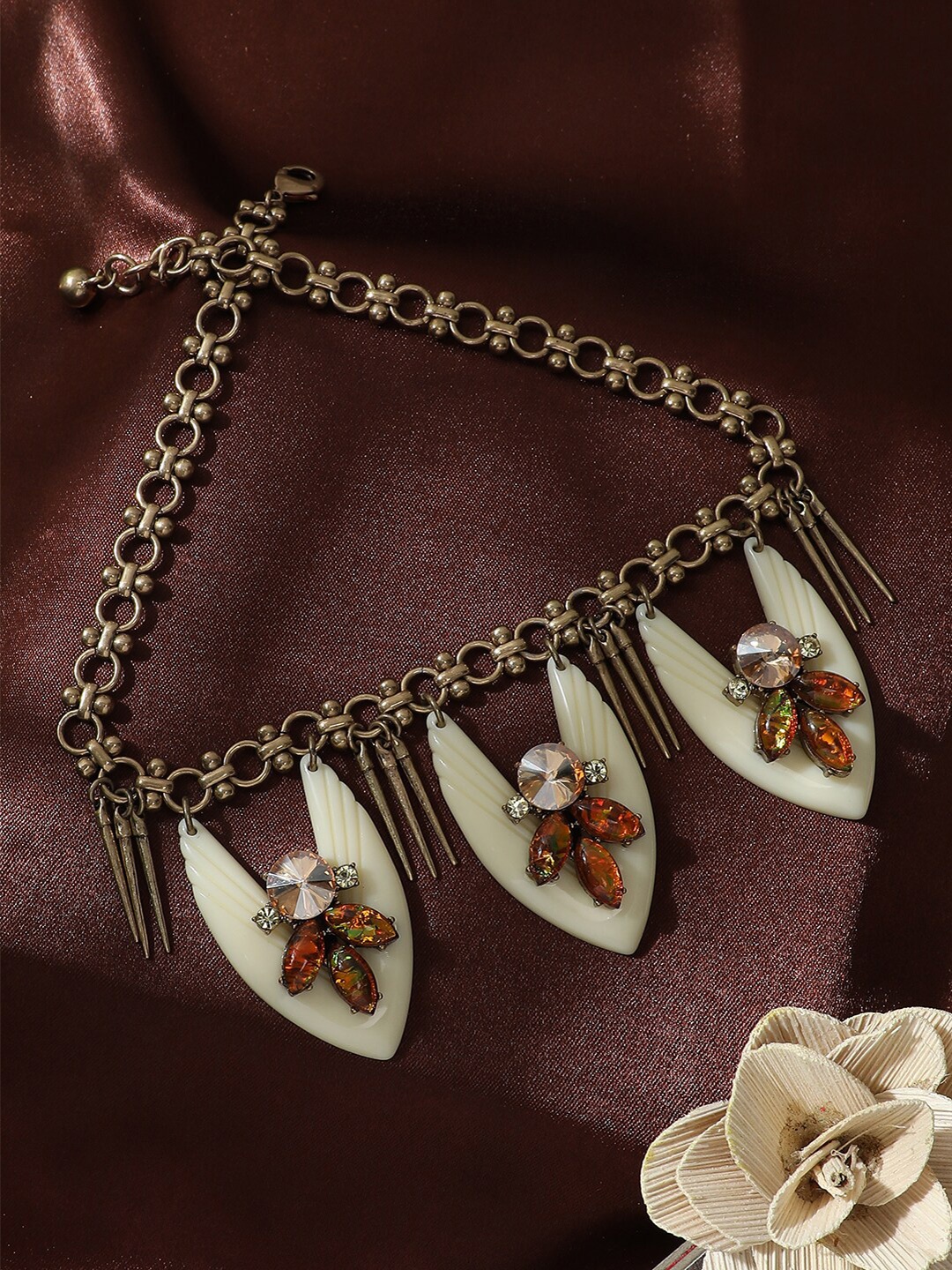 

SOHI Gold-Plated Stone-Studded Necklace