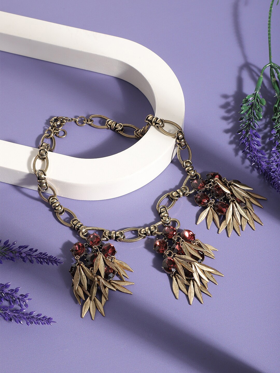 

SOHI Gold-Plated Stone Studded Necklace