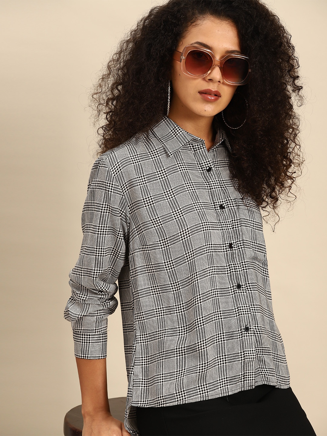 

DENNISON Women Smart Opaque Checked Casual Shirt, Black