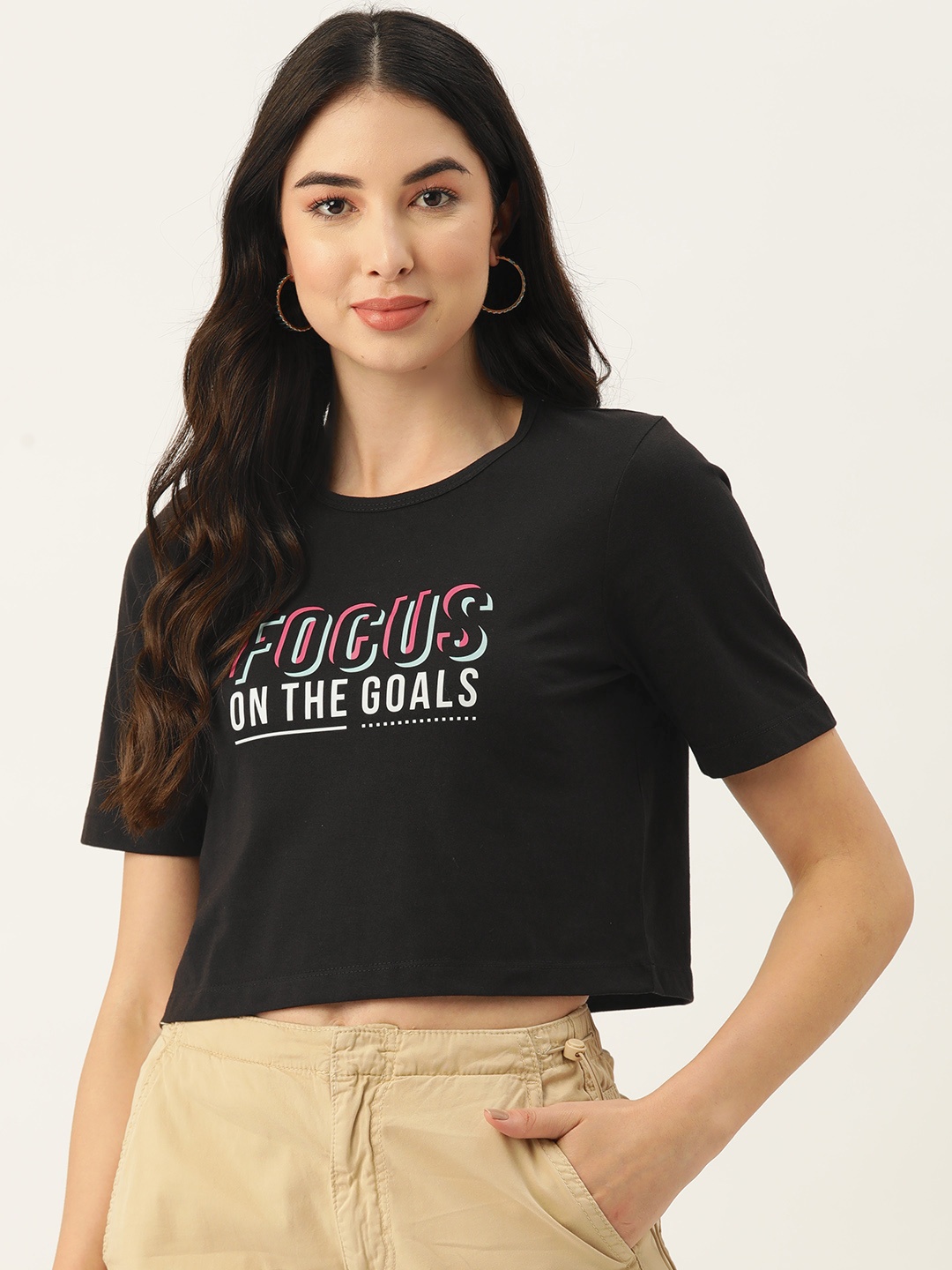 

Slenor Women Black Printed Pure Cotton T-shirt