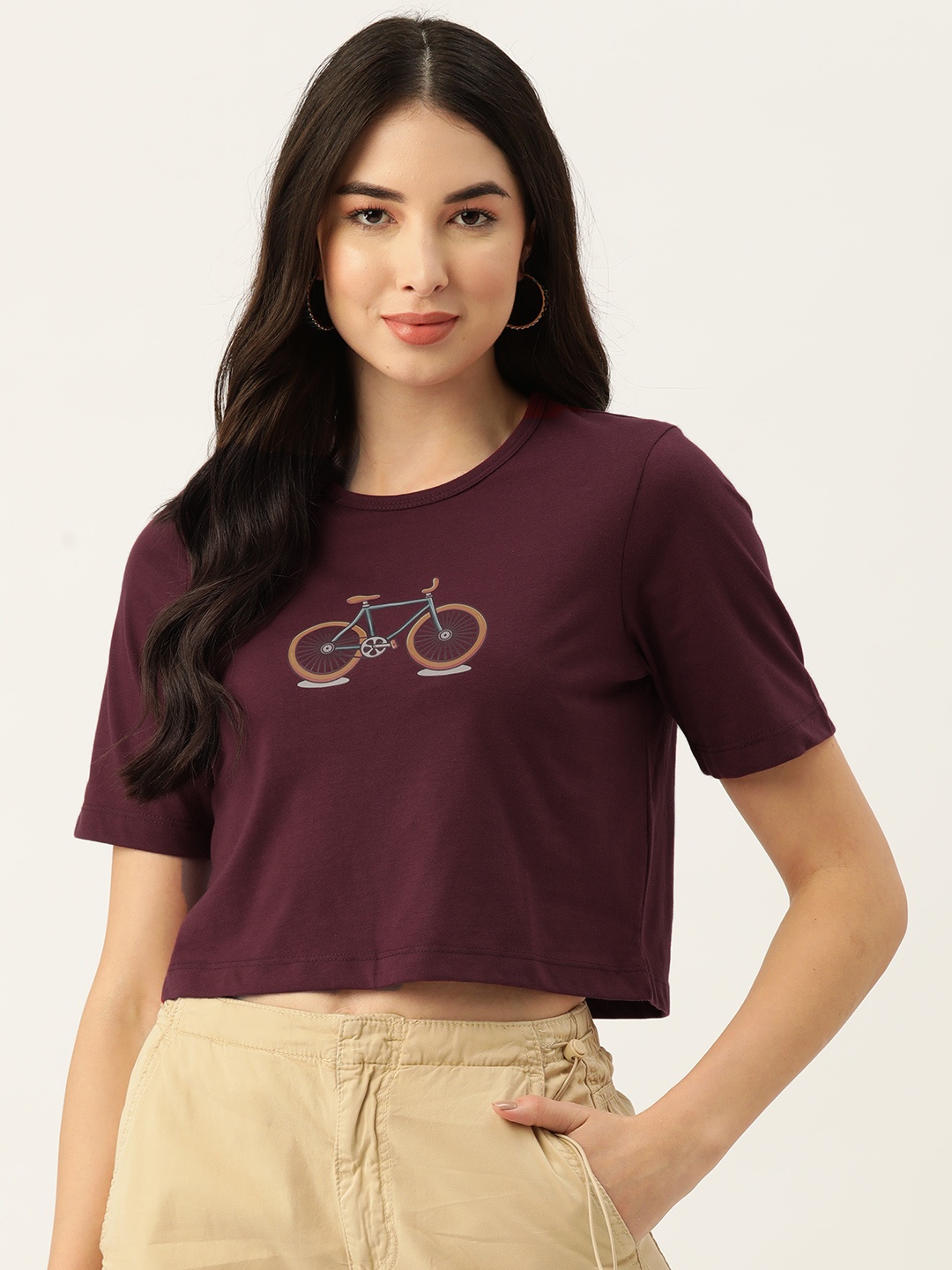 

Slenor Women Maroon Printed Pure Cotton T-shirt