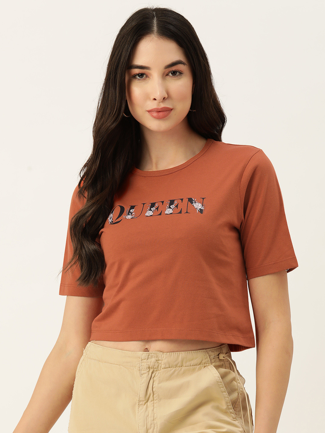 

Slenor Women Orange Printed Pure Cotton T-shirt