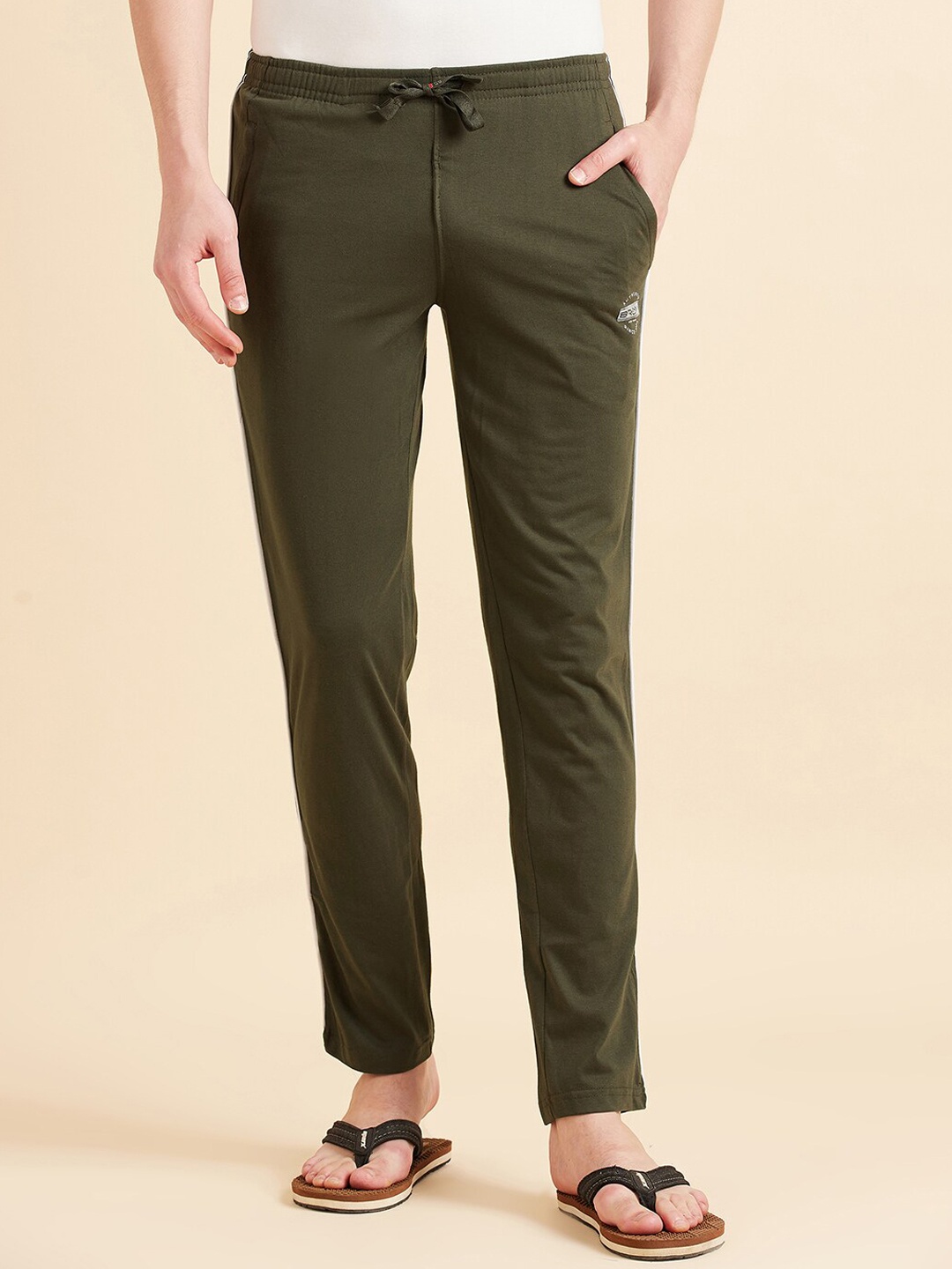 

Sweet Dreams Men Mid-Rise Side Pockets Straight Lounge Pants, Olive