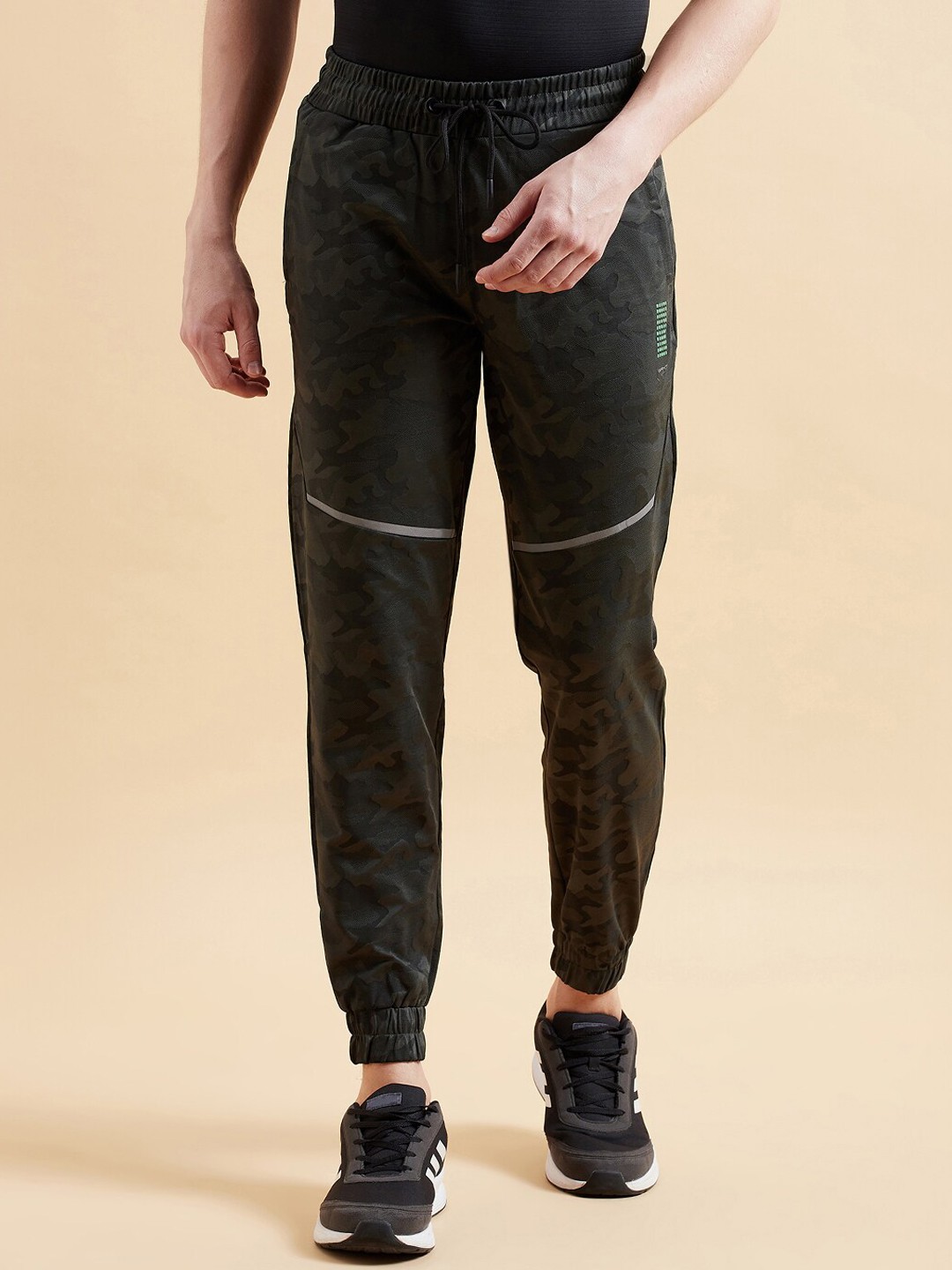 

Sweet Dreams Men Olive Green & Black Camouflage Printed Dry Fit Joggers