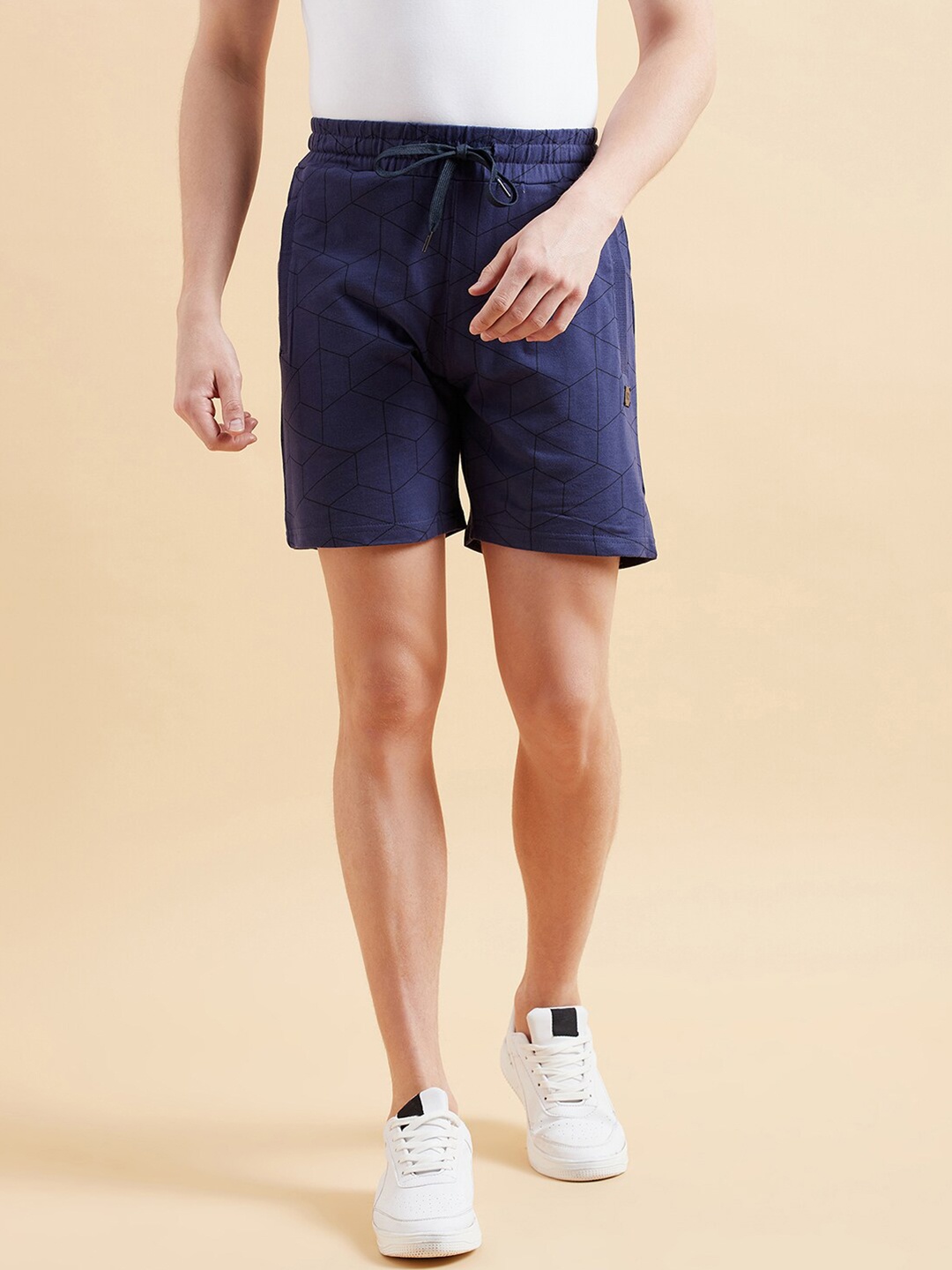 

Sweet Dreams Men Navy Blue & Black Printed Cotton Lounge Shorts