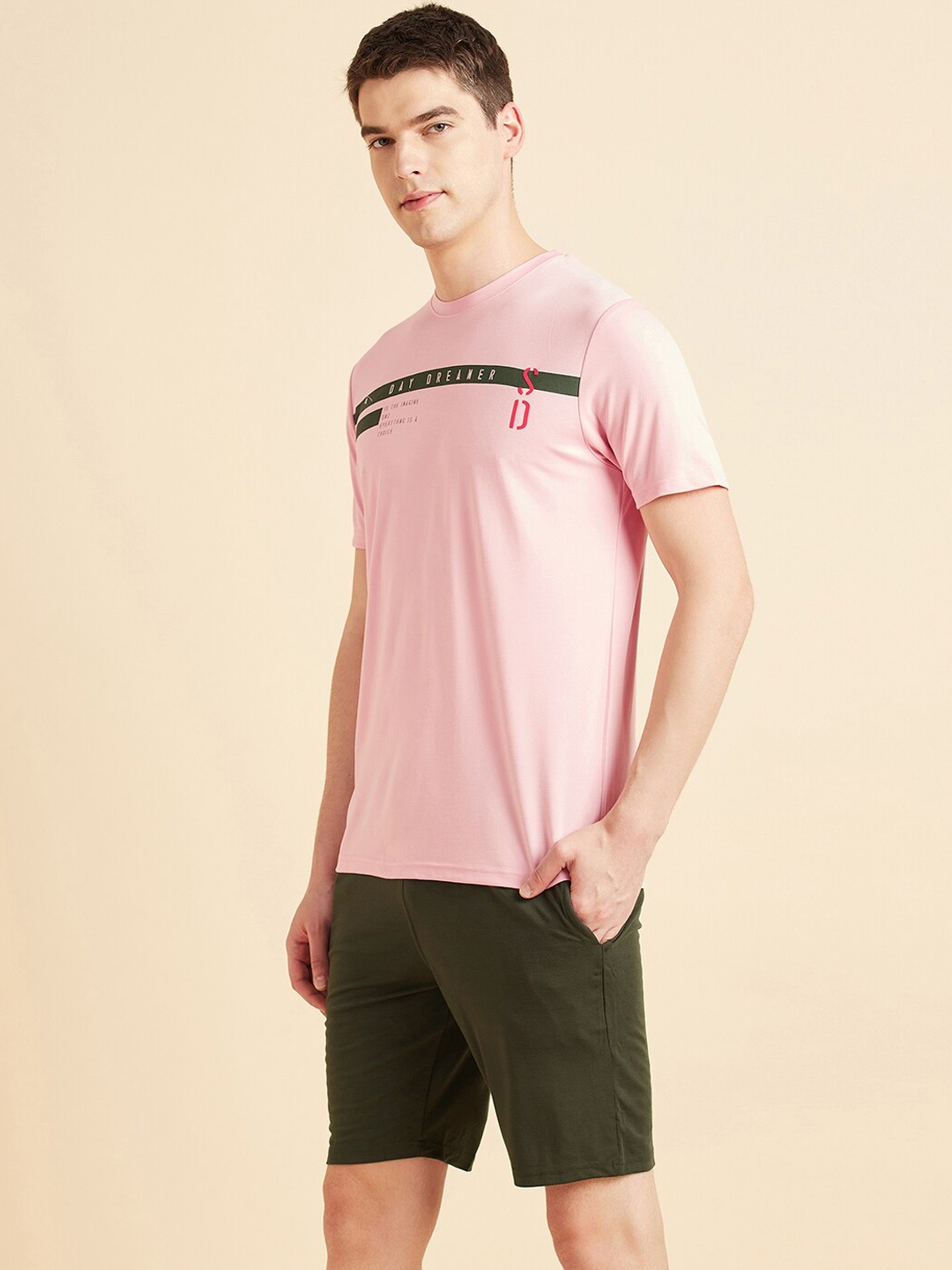 

Sweet Dreams Pink & Green Typography Printed Night Suit