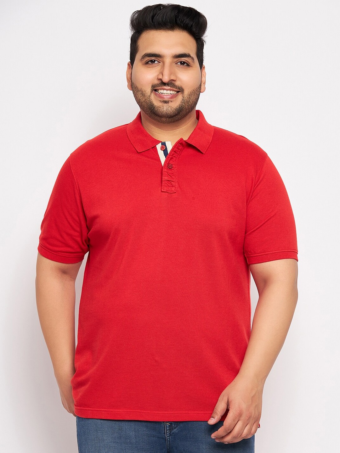 

Club York Plus Size Polo Collar T-shirt, Red