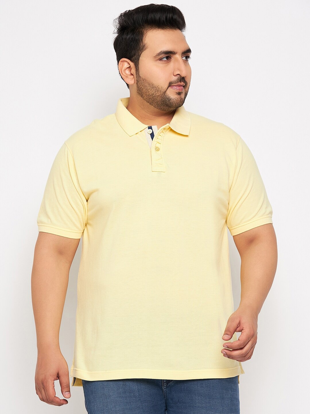

Club York Plus Size Polo Collar T-shirt, Yellow