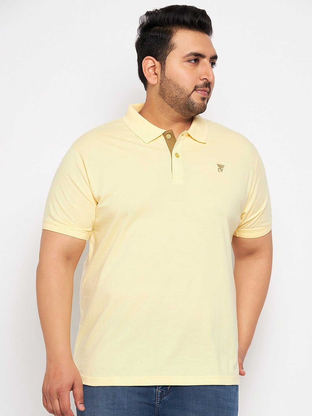 

Club York Plus Size Polo Collar T-shirt, Yellow