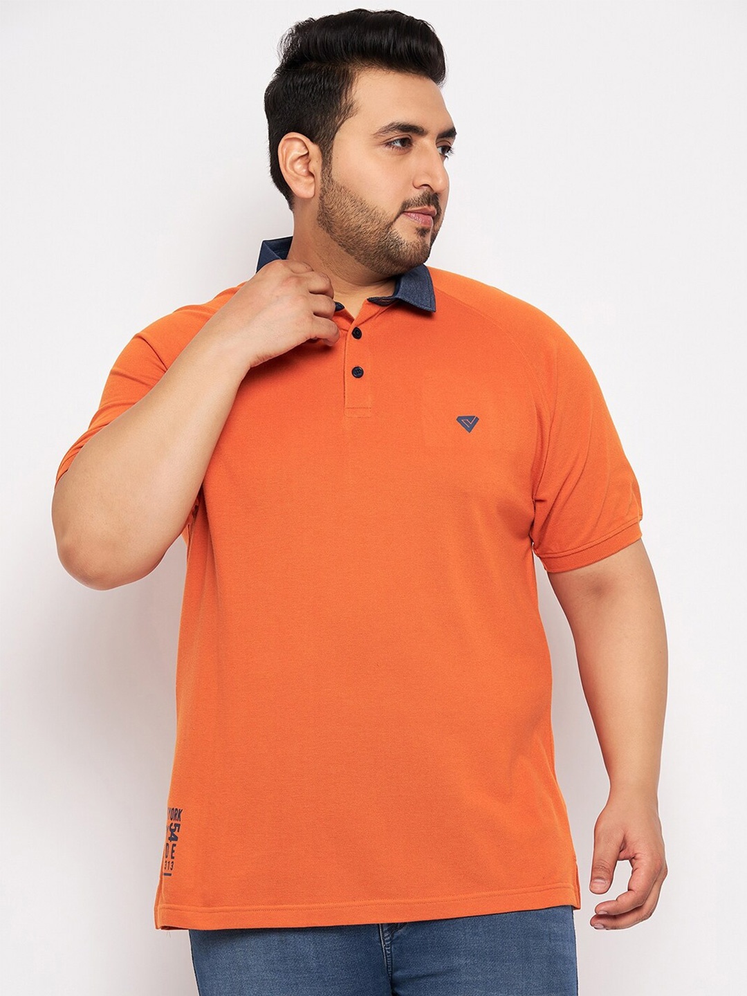 

Club York Plus Size Polo Collar T-shirt, Orange