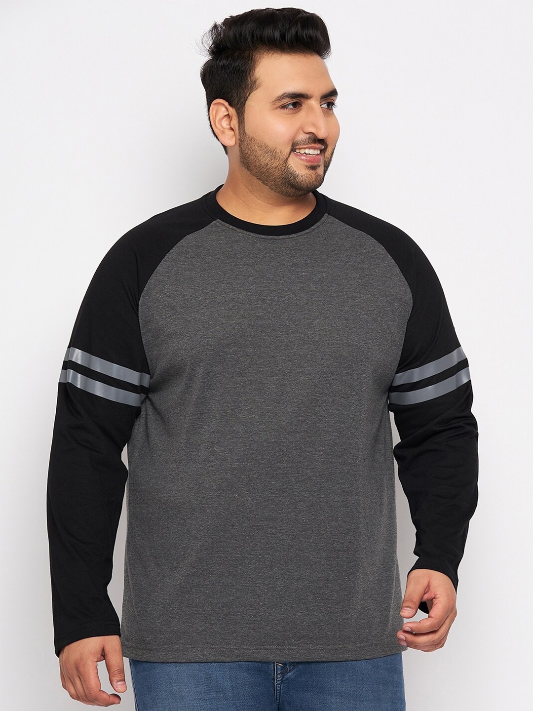 

Club York Plus Size Round Neck Raglan Sleeves T-shirt, Charcoal
