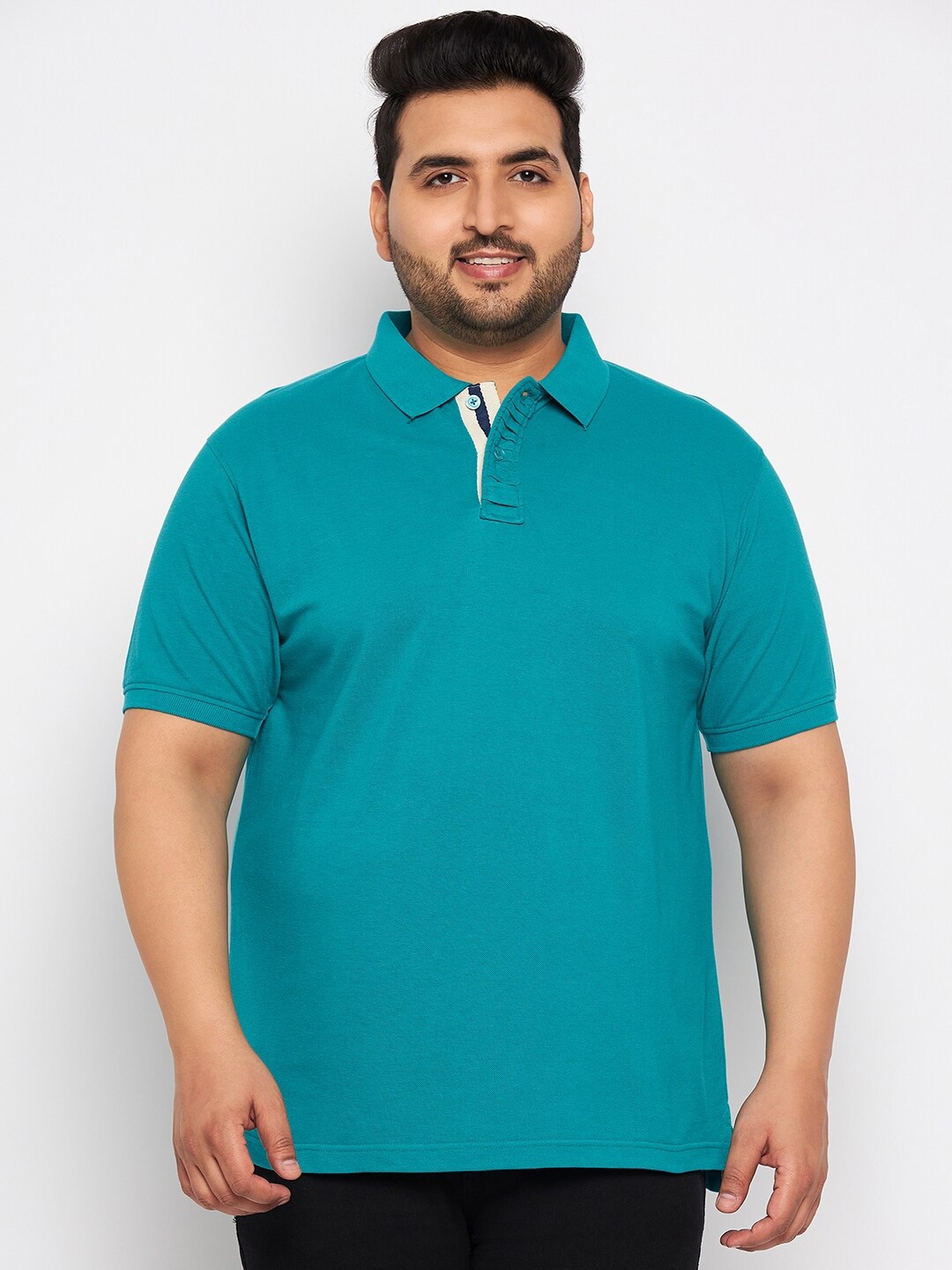 

Club York Plus Size Polo Collar T-shirt, Turquoise blue