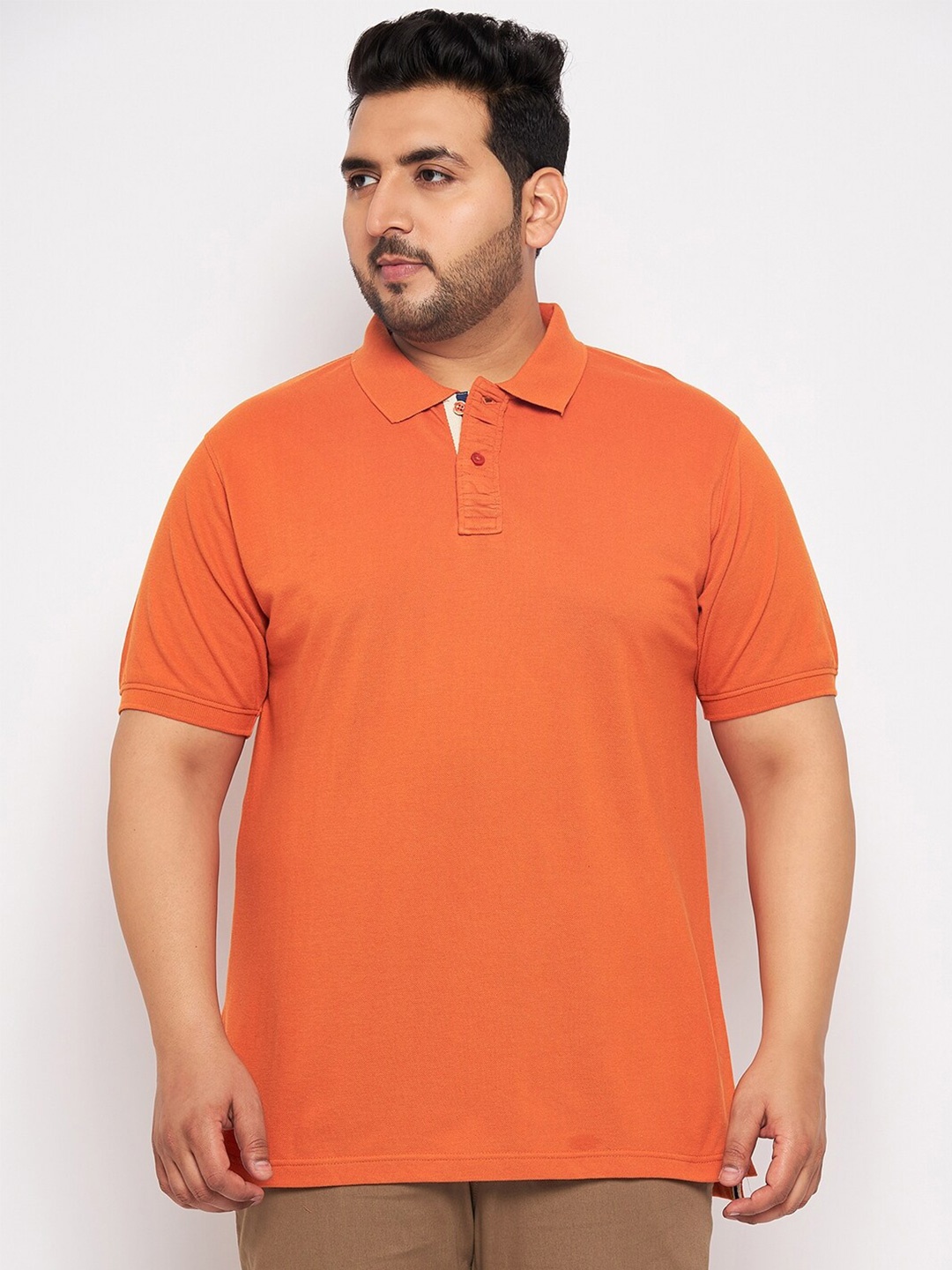 

Club York Plus Size Polo Collar T-shirt, Orange