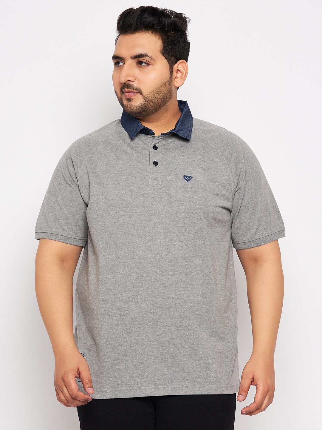 

Club York Plus Size Polo Collar T-shirt, Grey melange