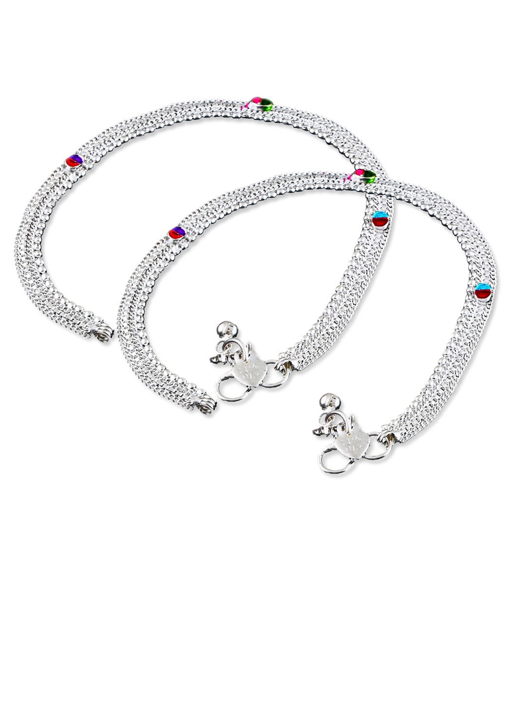 

RUHI COLLECTION Set Of 2 Silver-Plated Textured Anklets