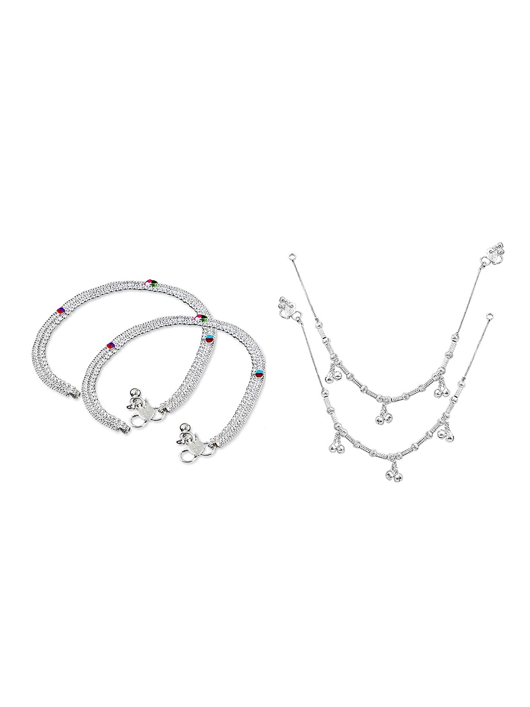 

RUHI COLLECTION Set Of 4 Silver-Plated Beaded Anklets