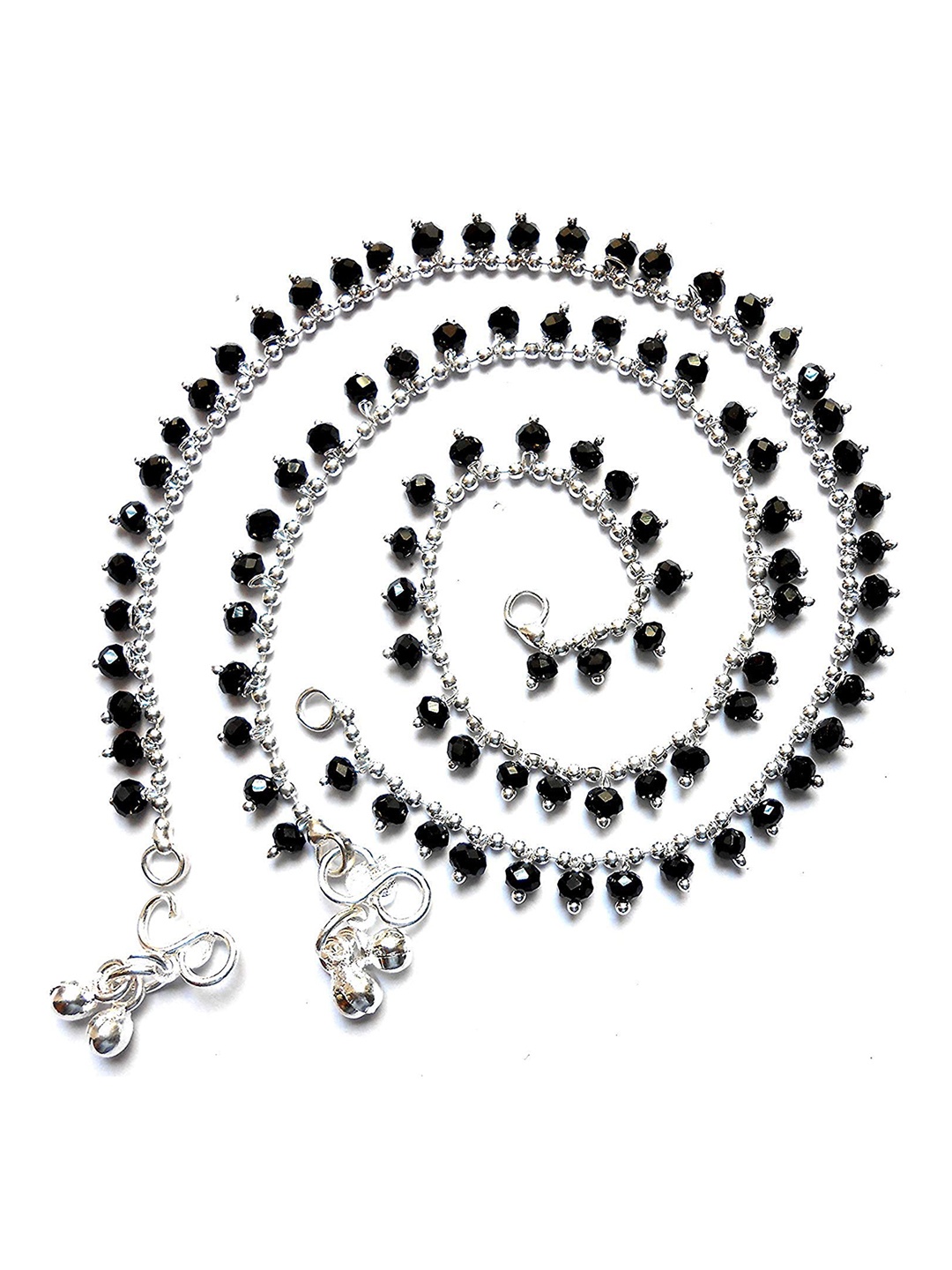 

RUHI COLLECTION Set Of 2 Silver-Plated Stone Studded & Beaded Anklets