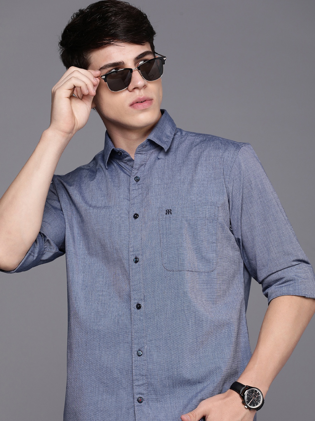 

Raymond Premium Slim Fit Pure Cotton Casual Shirt, Blue