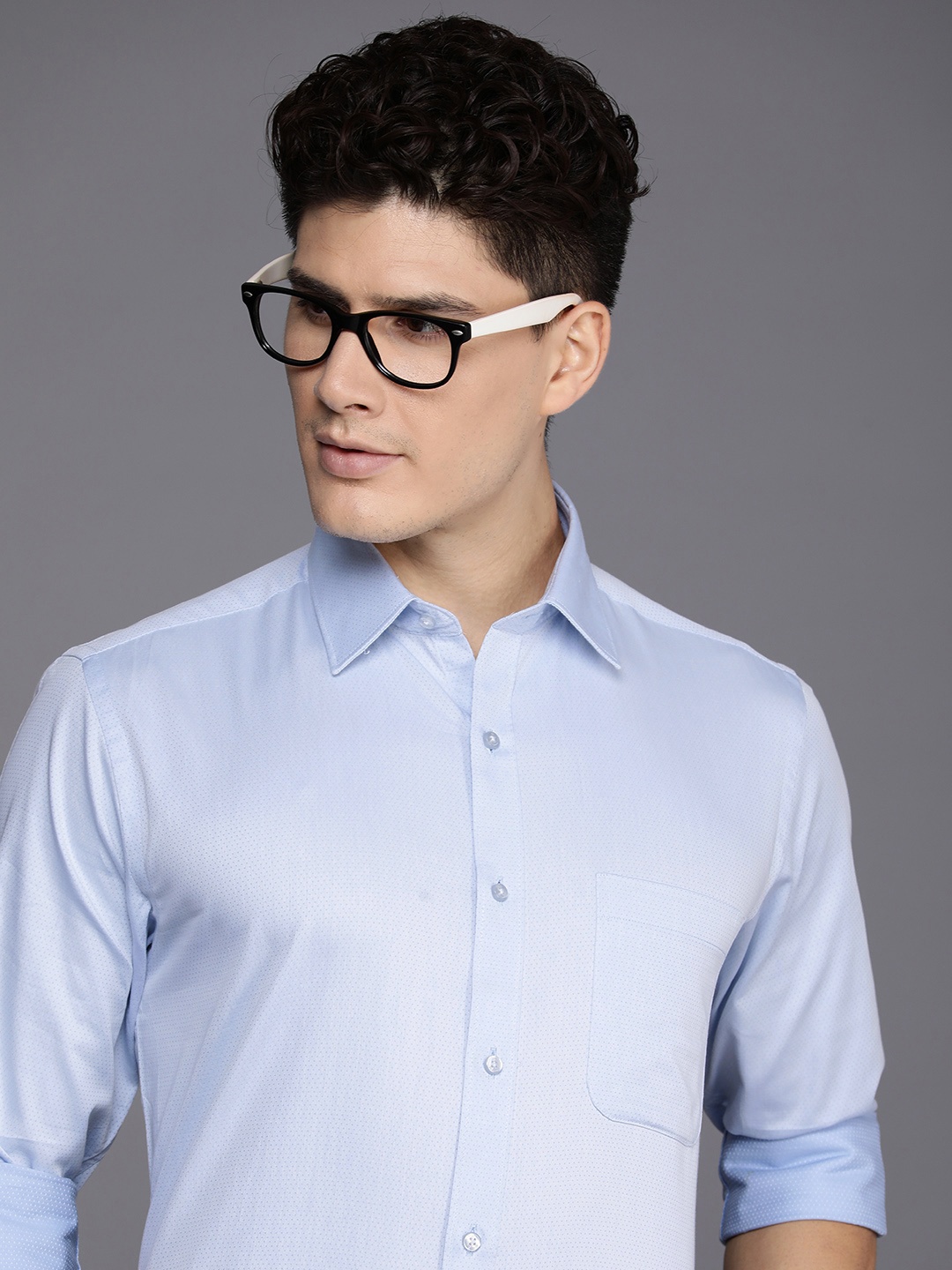 

Raymond Men Pure Cotton Slim Fit Opaque Formal Shirt, Blue