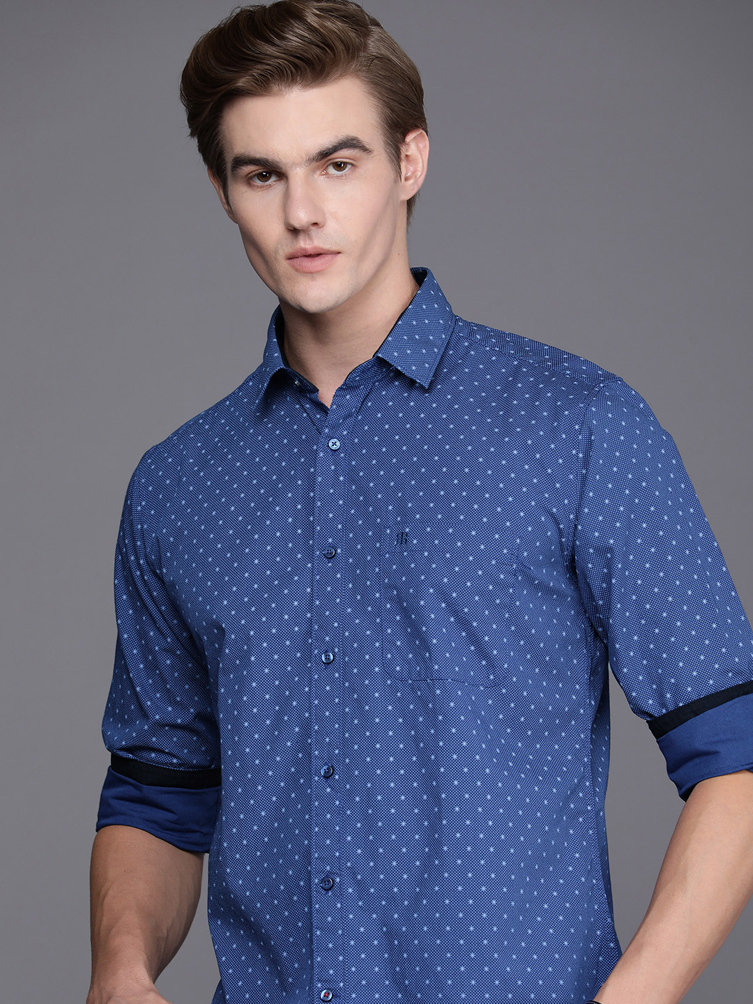 

Raymond Slim Fit Printed Pure Cotton Casual Shirt, Blue
