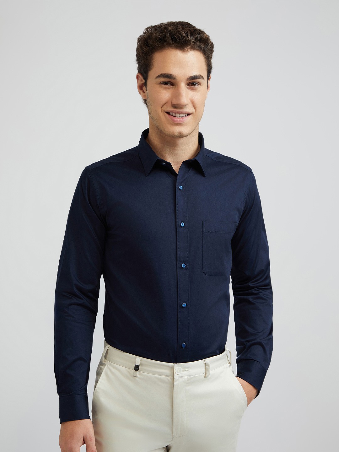 

Raymond Pure Cotton Slim Fit Formal Shirt, Blue