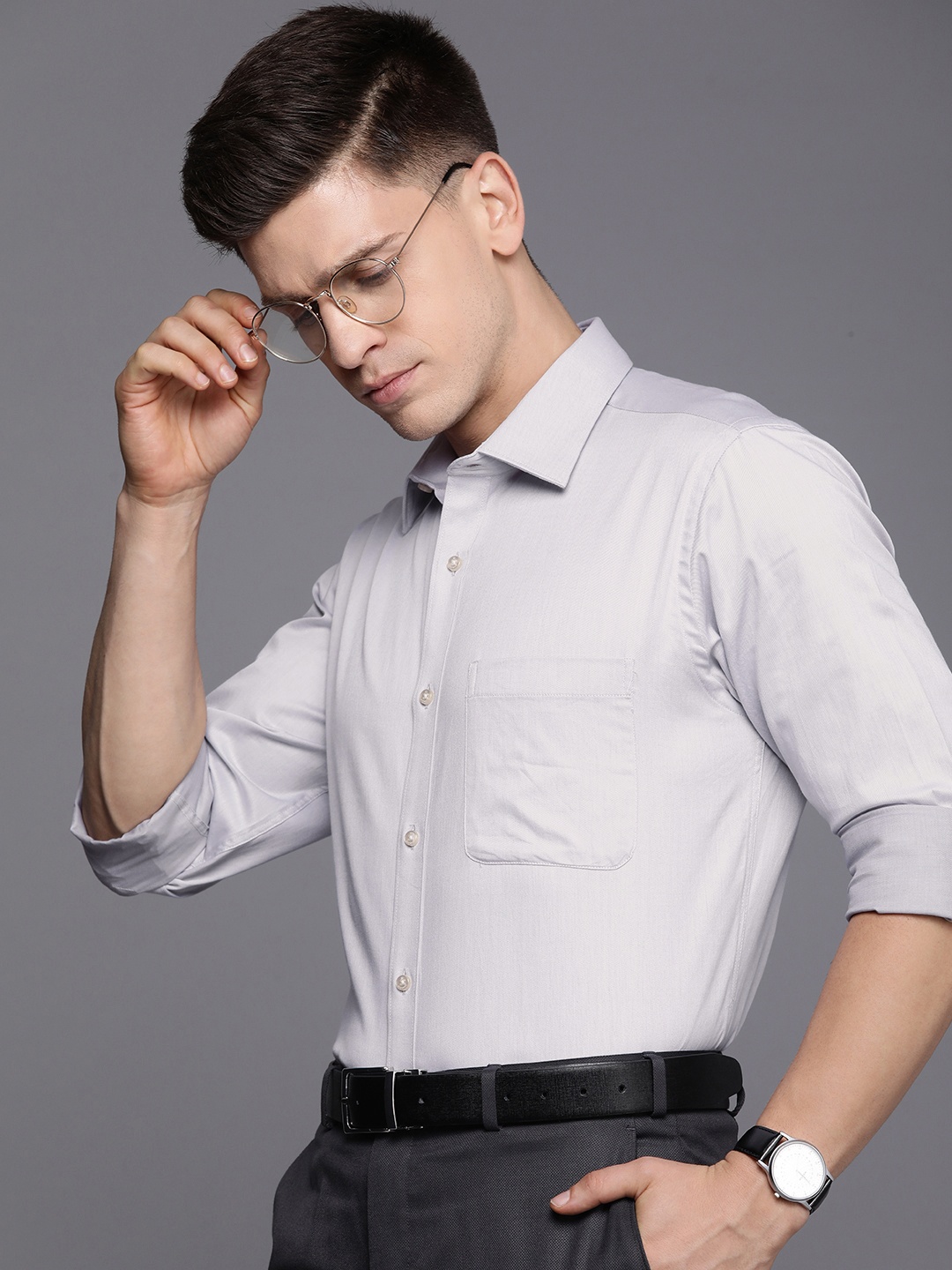 

Raymond Men Pure Cotton Slim Fit Formal Shirt, Grey