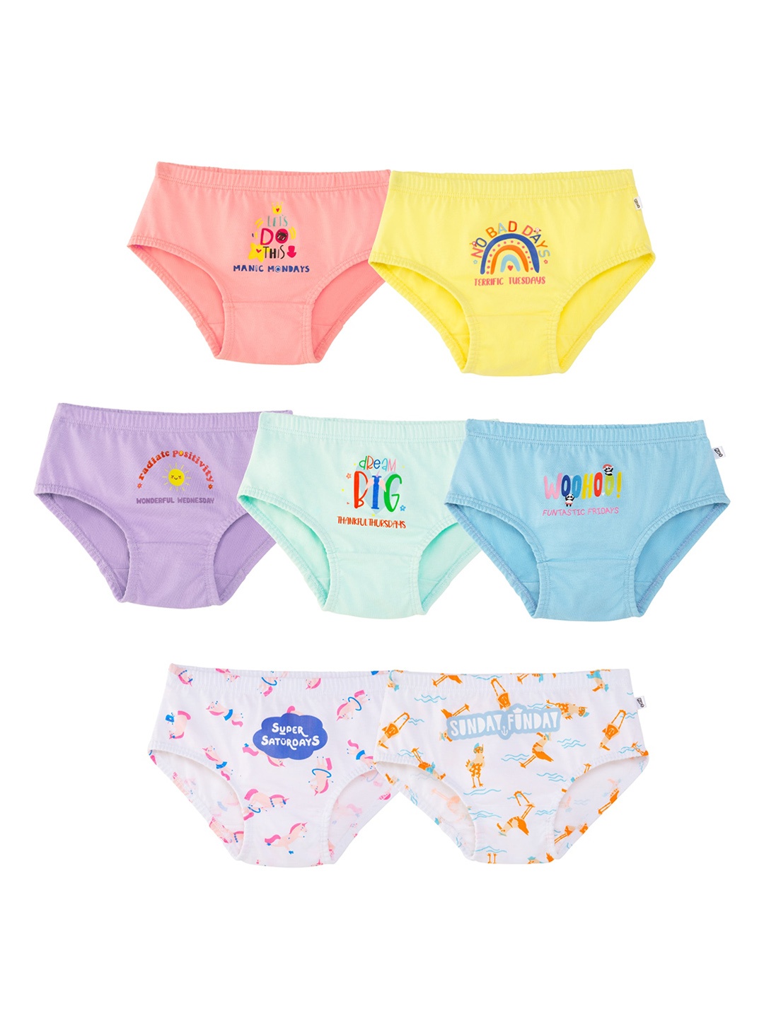 

You Got Plan B Girls Pack Of 7 Printed Cotton Anti Microbial Basic Briefs, Red