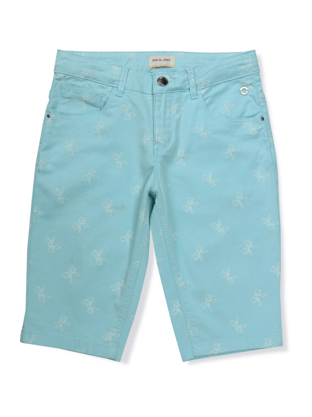 

Gini and Jony Girls Printed Mid-Rise Cotton Capris, Blue