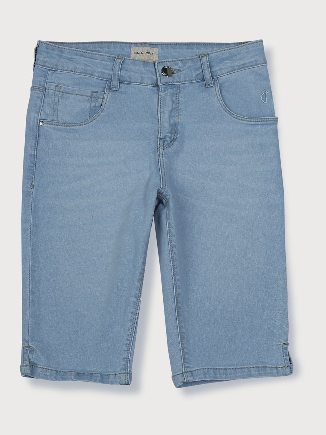 

Gini and Jony Girls Regular Fit Denim Capris, Blue