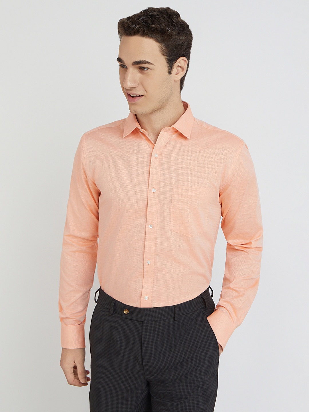 

Park Avenue Self Design Slim Fit Pure Cotton Formal Shirt, Pink