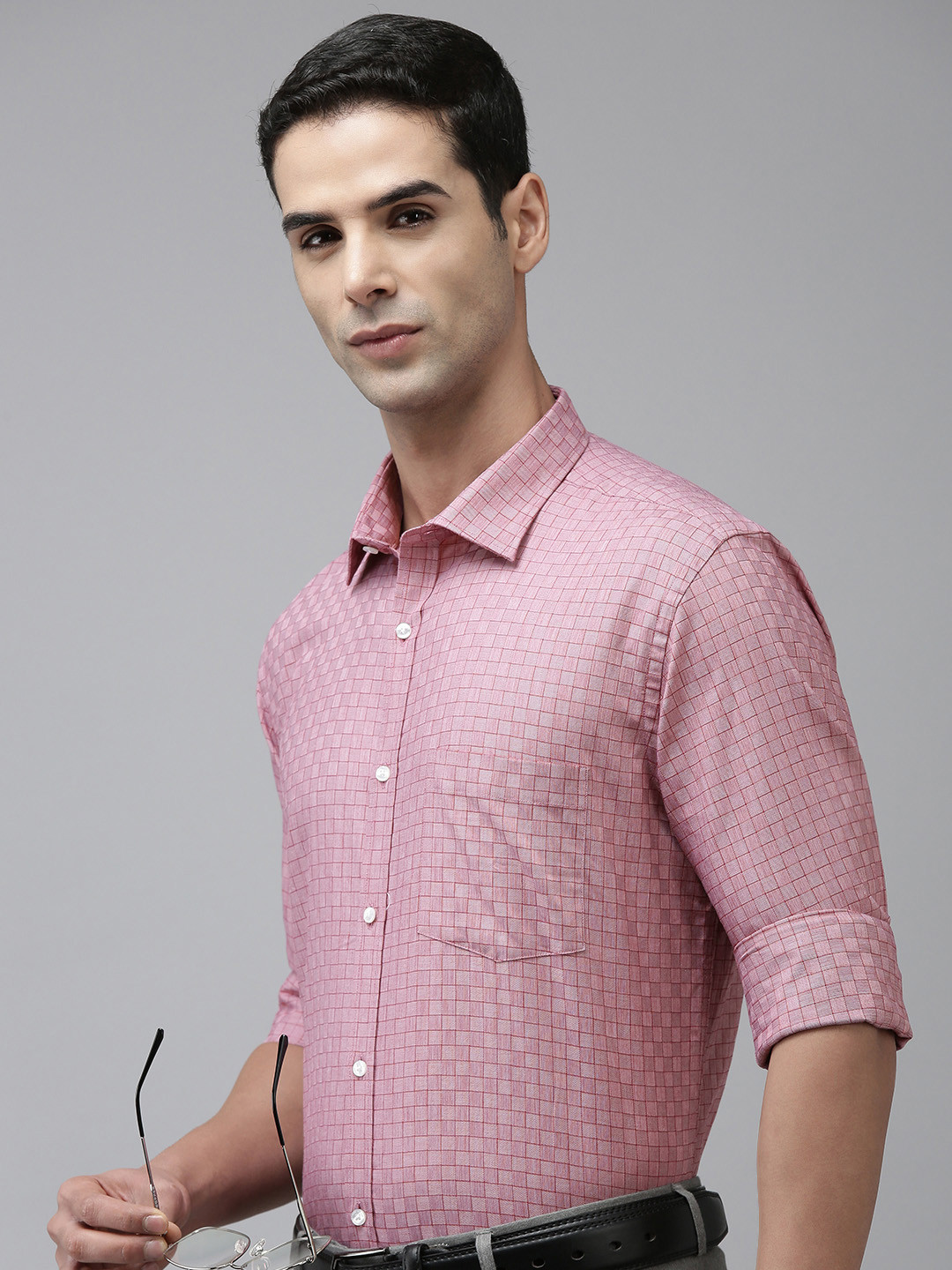 

Park Avenue Men Slim Fit Checked Pure Cotton Formal Shirt, Red