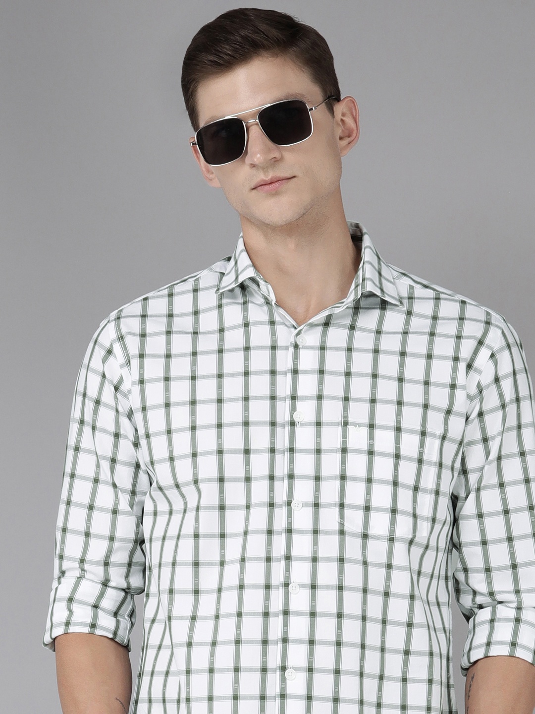 

Park Avenue Slim Fit Checked Pure Cotton Casual Shirt, White