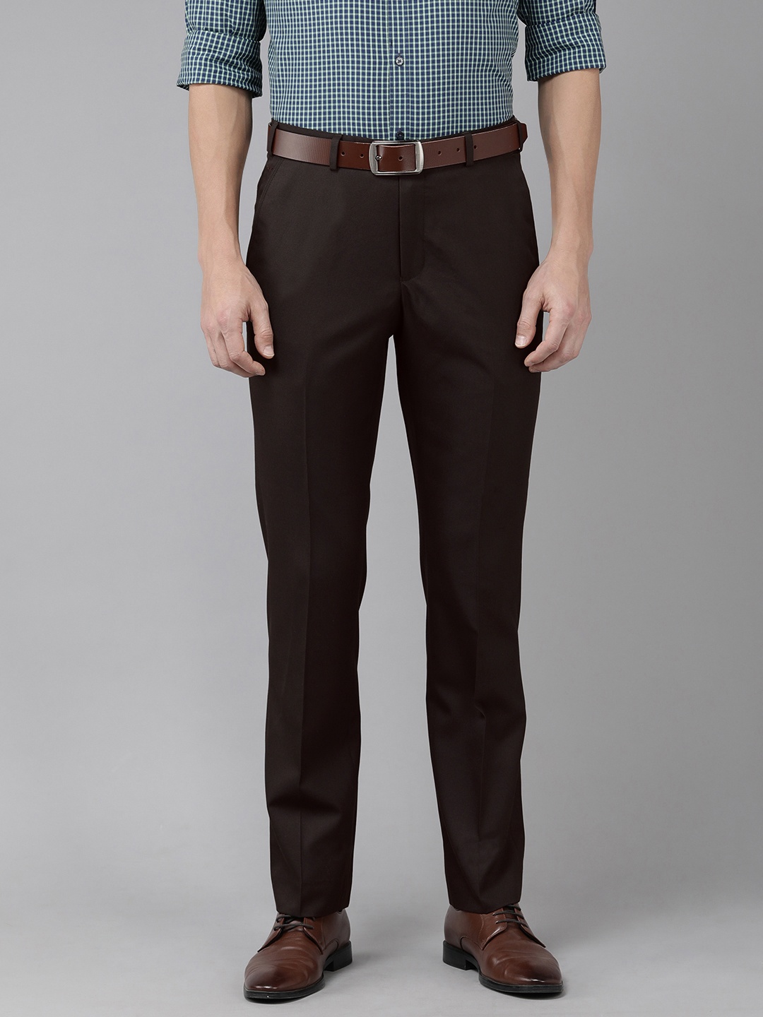 

Park Avenue Men Solid Smart Fit Formal Trousers, Brown