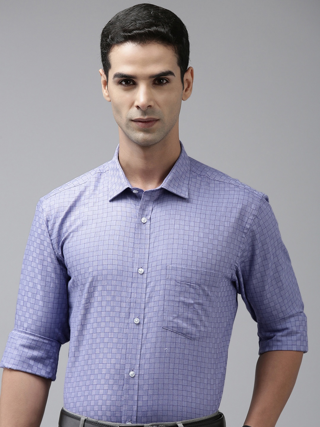 

Park Avenue Slim Fit Micro Checked Pure Cotton Formal Shirt, Violet