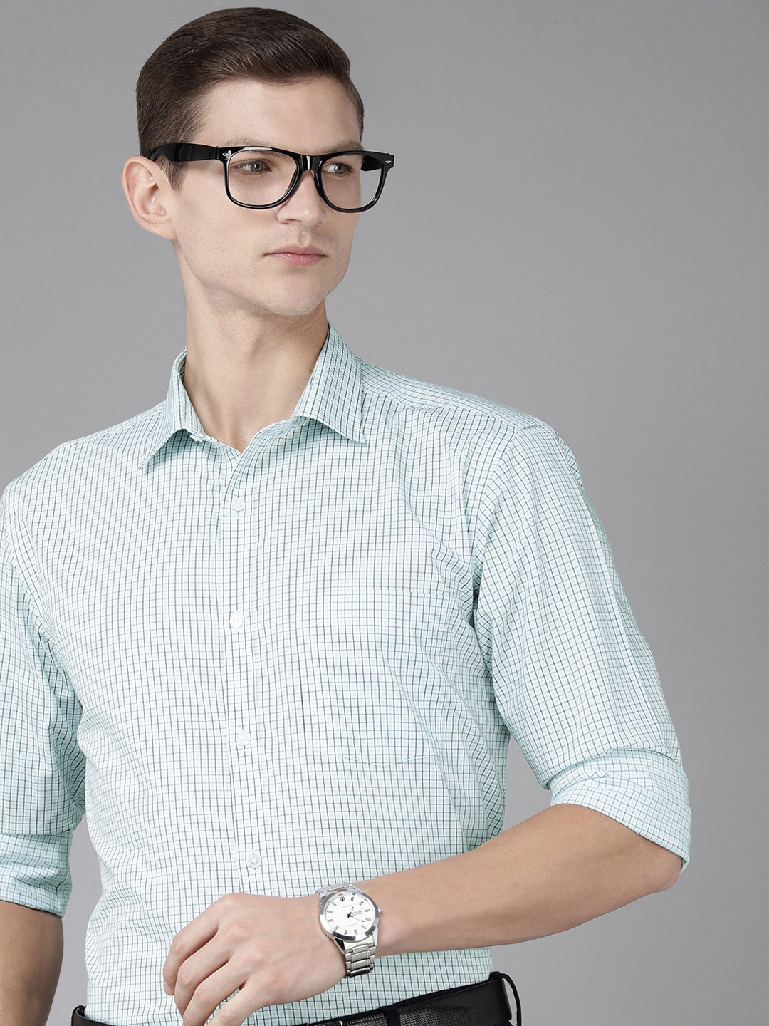 

Park Avenue Slim Fit Checked Pure Cotton Formal Shirt, White