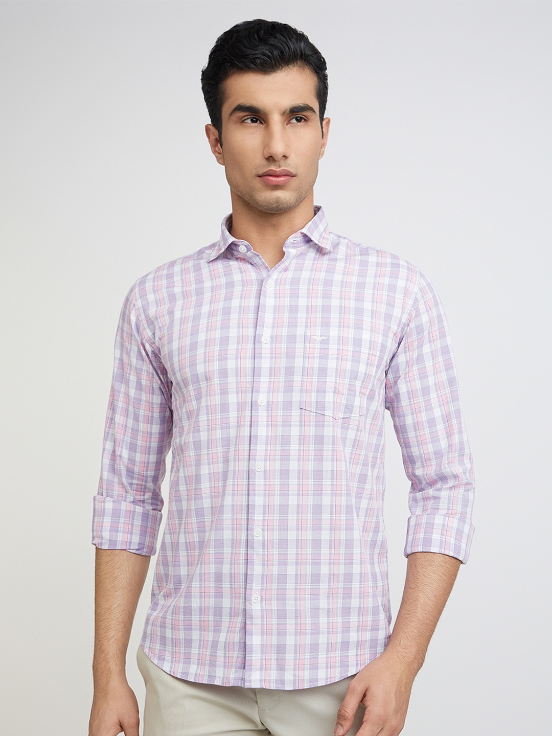 

Park Avenue Slim Fit Checked Pure Cotton Casual Shirt, Lavender