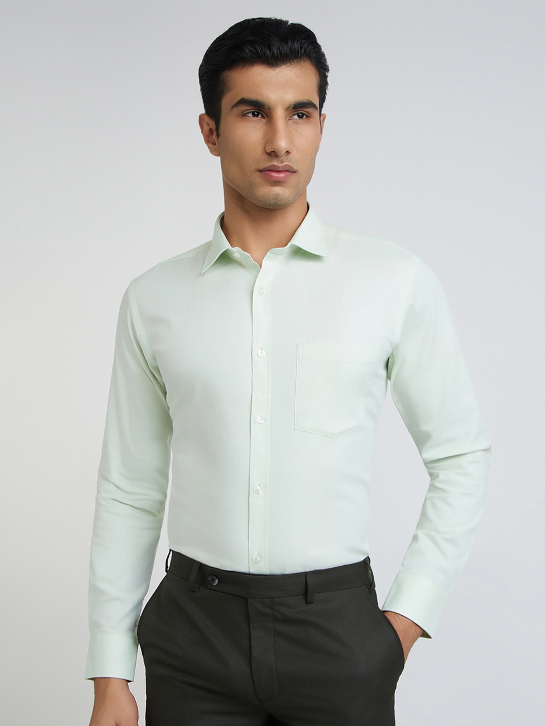

Park Avenue Men Slim Fit Pure Cotton Formal Shirt, Green