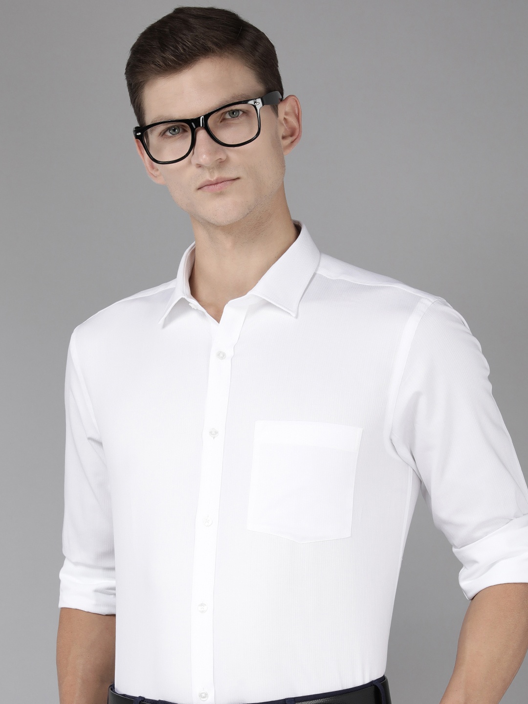 

Park Avenue Self Striped Slim Fit Pure Cotton Formal Shirt, White