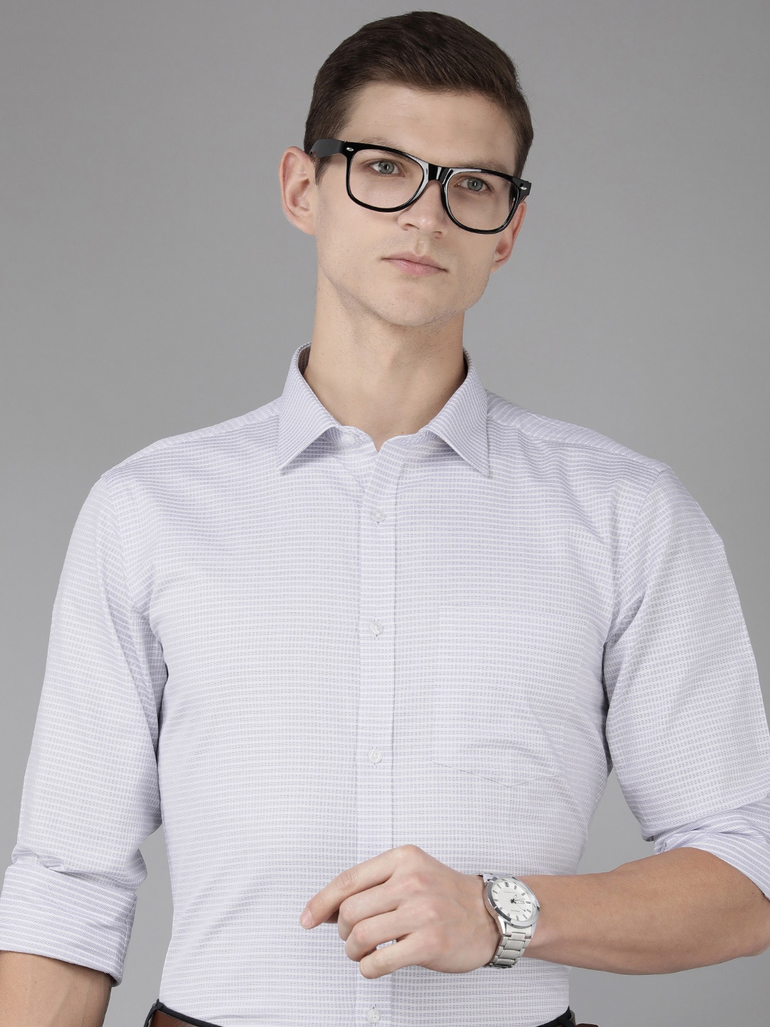 

Park Avenue Slim Fit Self-Checked Pure Cotton Formal Shirt, Lavender