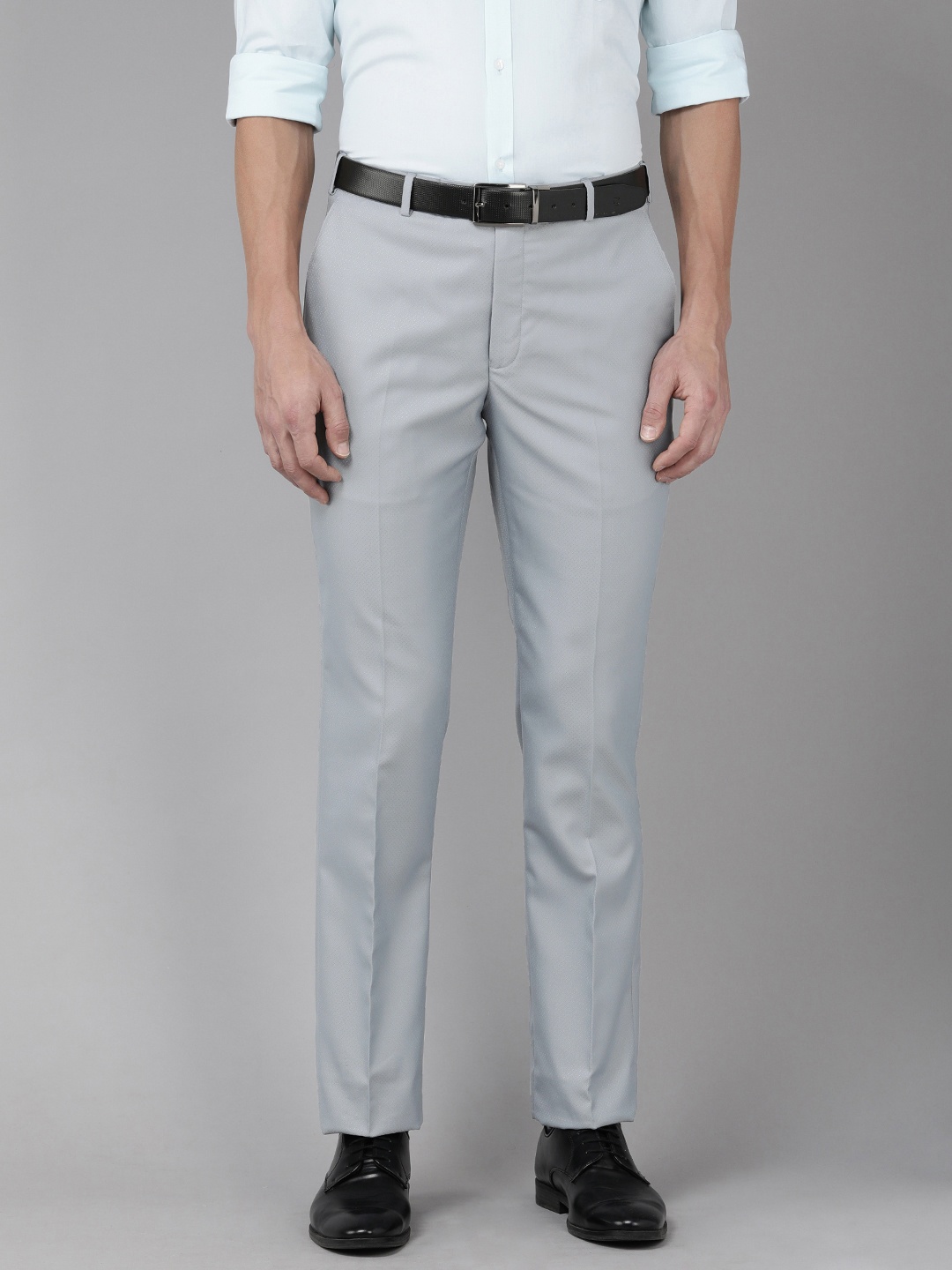 

Park Avenue Men Mid-Rise Textured Trousers, Grey