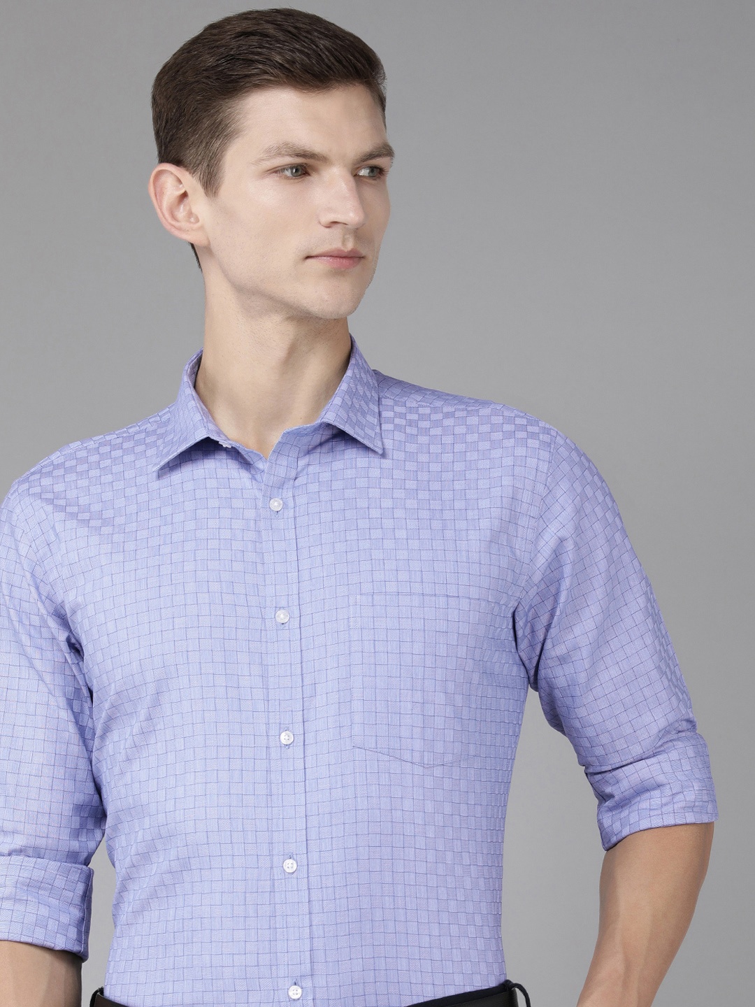 

Park Avenue Slim Fit Checked Pure Cotton Formal Shirt, Blue